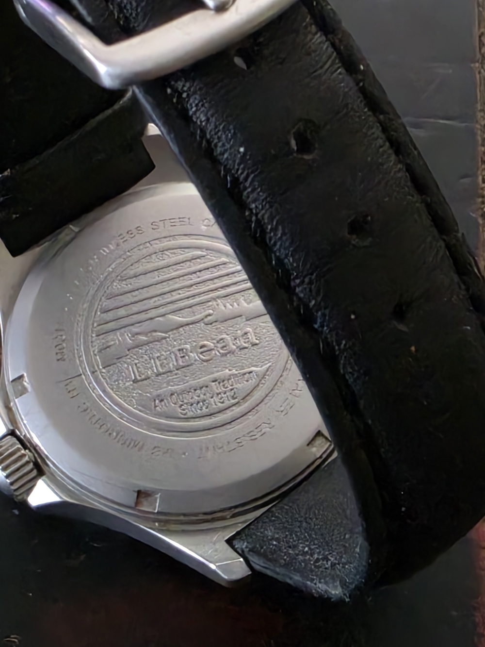 L.L. Bean Men's Black Dial Leather Strap Watch - Picture 3 of 9